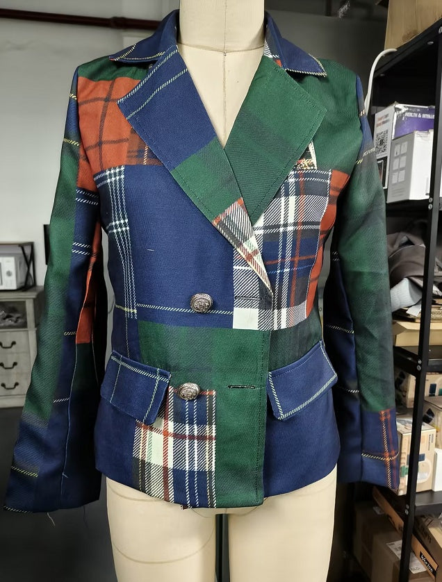 Women's Double-breasted Elegant Suit Jacket - cas7m