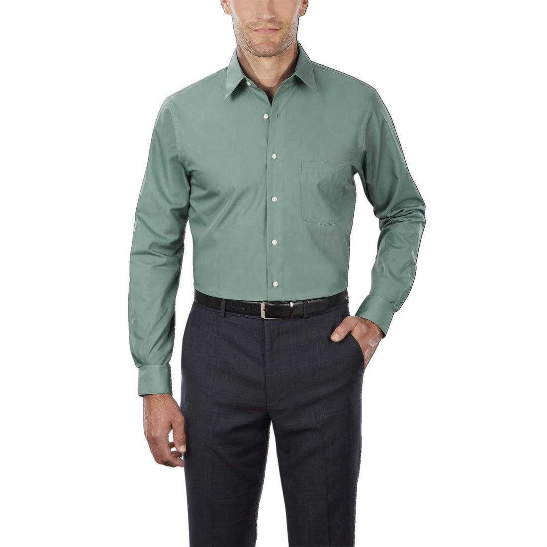 Men's White Shirt Formal Wear Solid Color - cas7m