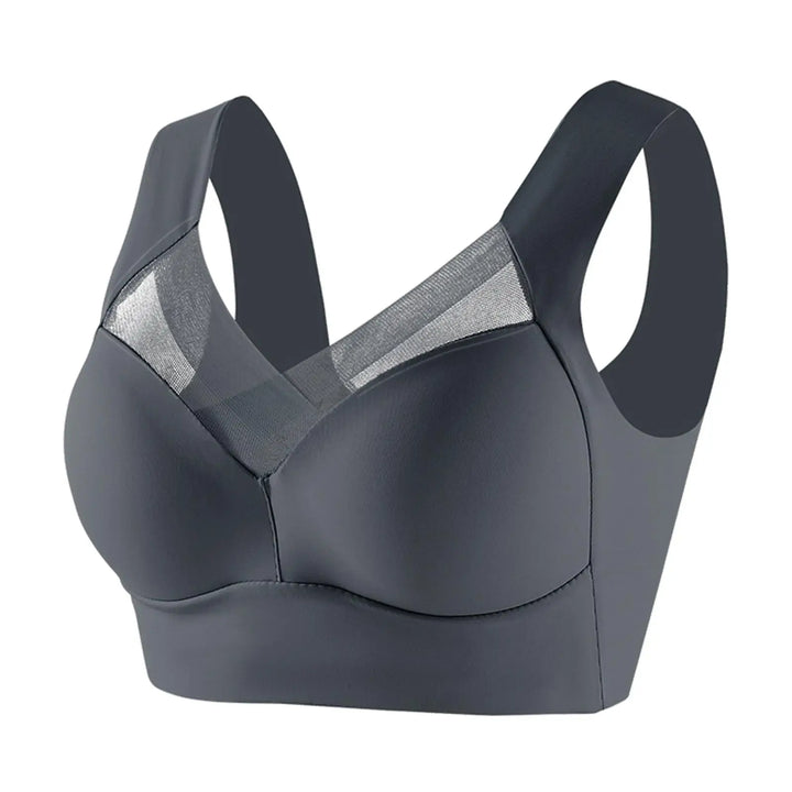 Gray sports bra on a white background