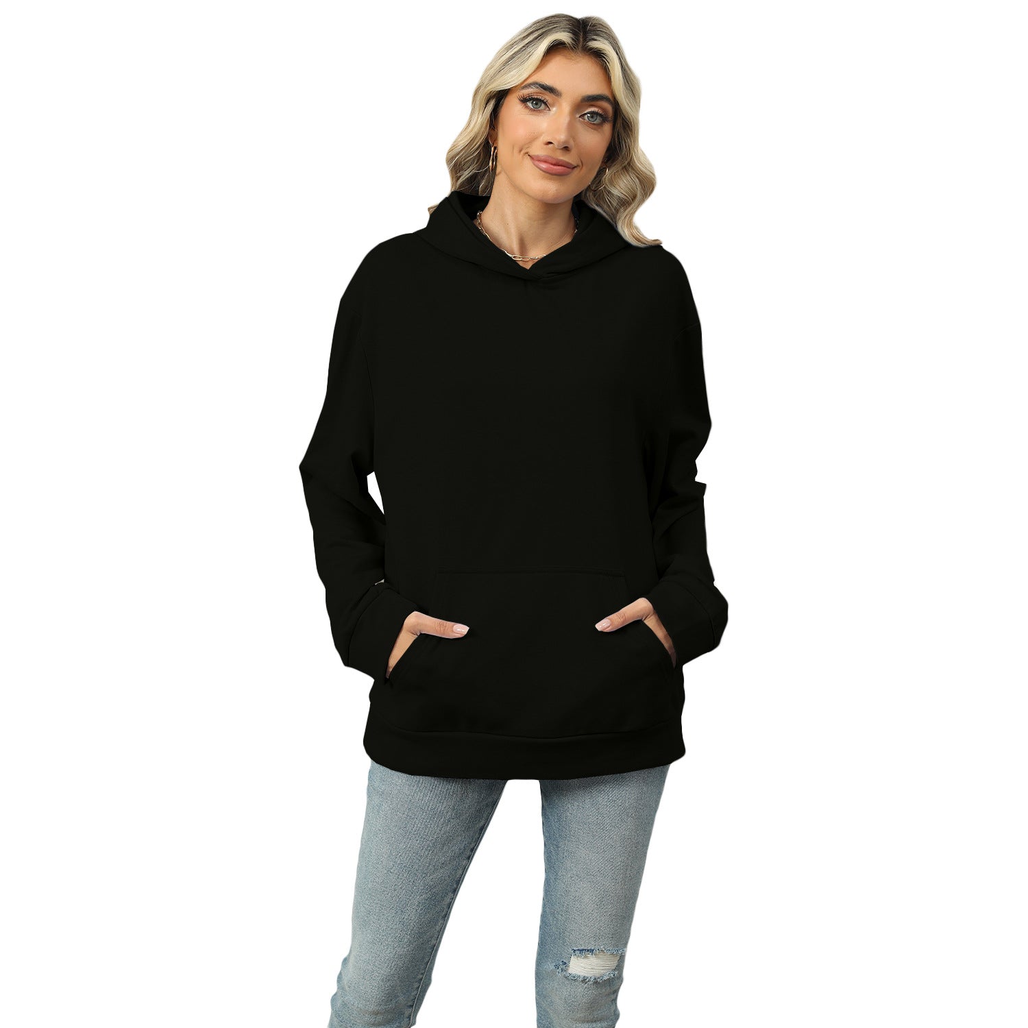 Casual Hooded Pocket Sweatshirt Women - cas7m