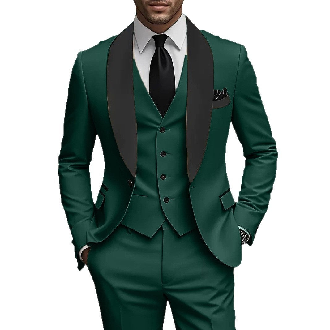 Mens Business-Casual Three-Piece Suit Korean-Style Slim Fit - cas7m