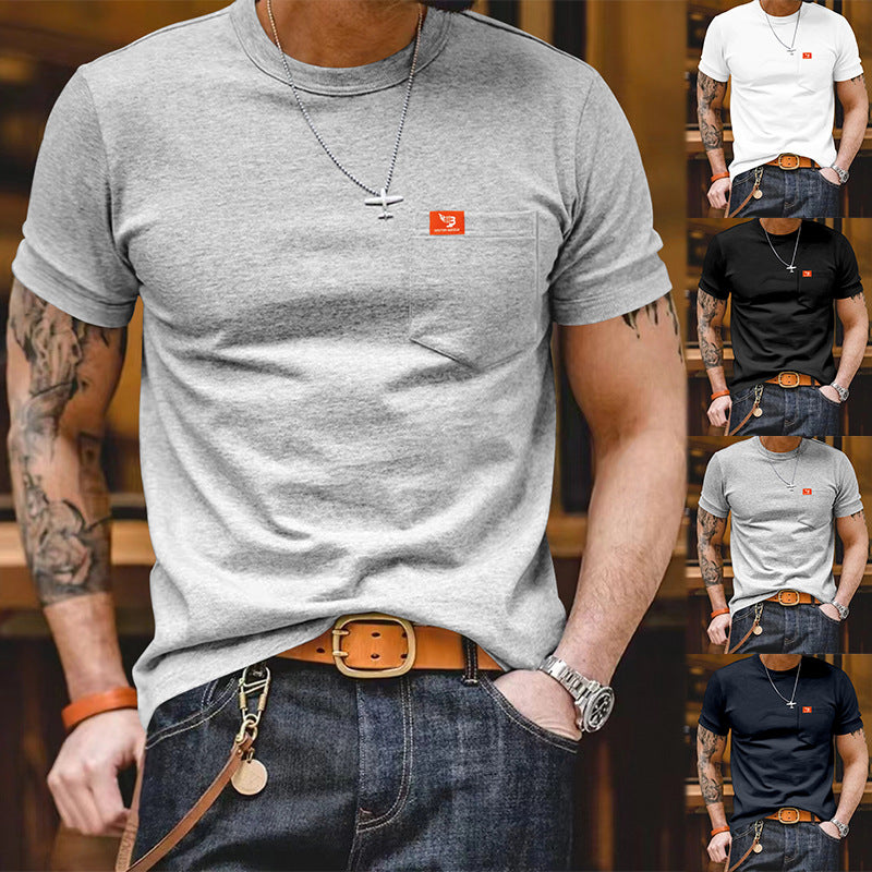 Plus Size Solid Color T-shirt Trendy Casual Short Sleeve Men - cas7m