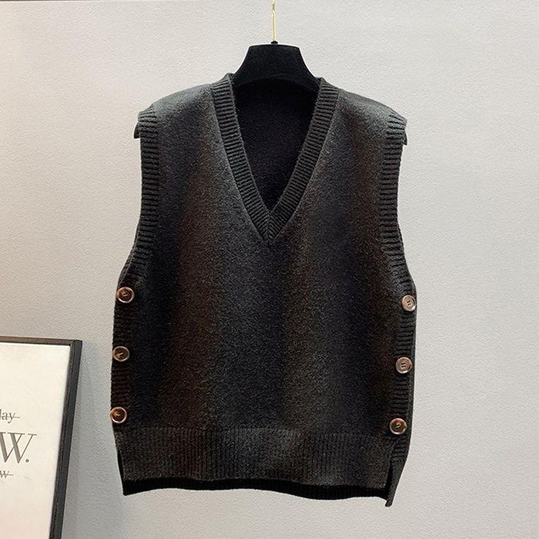 European And American Retro V-neck Knitted Vest Women's Spring Autumn Outerwear - cas7m