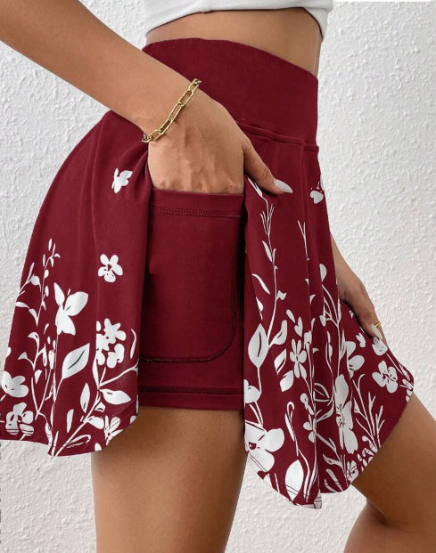 Pocket Minimalist Flower Printed Shorts With Pockets Shorts Inside Out Back To School Outfits - cas7m