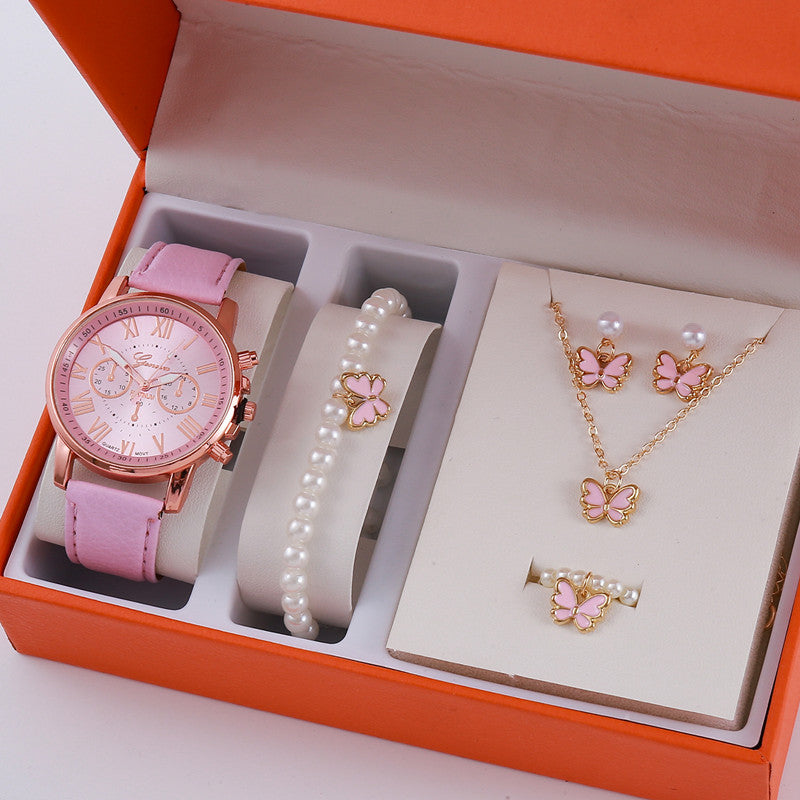 Ladies Graduated Belt Watch Jewelry Set - cas7m