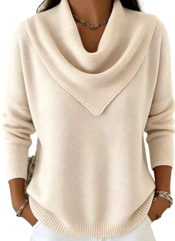 Womens Solid-color Long-sleeve Sweater Top - cas7m