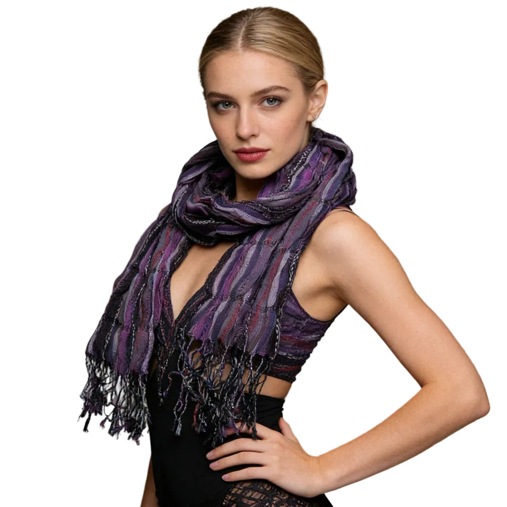 2pcs Royal Purple Jacquard Pattern Scarf,Regal Textured Scarf ,Luxe Look For Evening Wear,Scarf,vacation,daily Life,evening Party,Office Appropriate Subtlety For Women Men - cas7m
