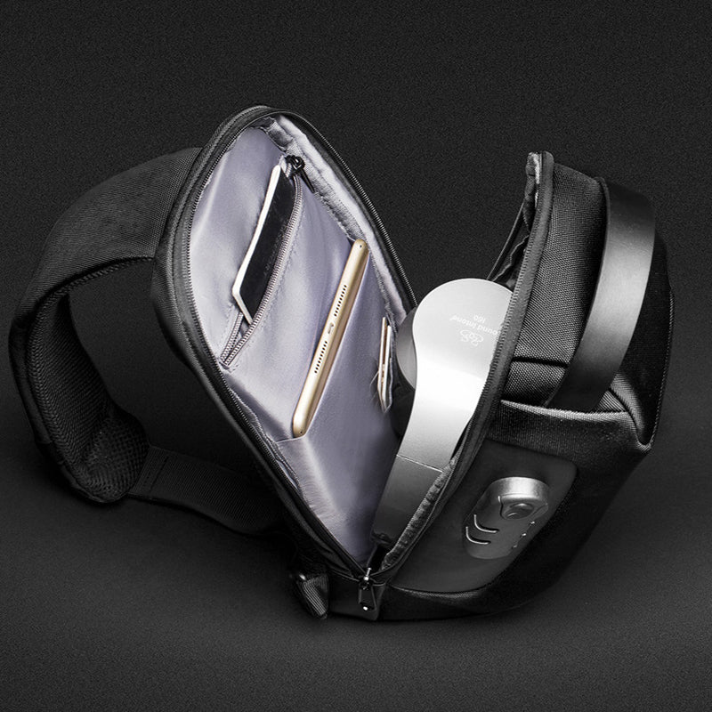 Waterproof USB Anti-theft Bag Men Oxford Crossbody Shoulder Bag Sling Multifunction Short Travel Messenger Chest Pack - cas7m