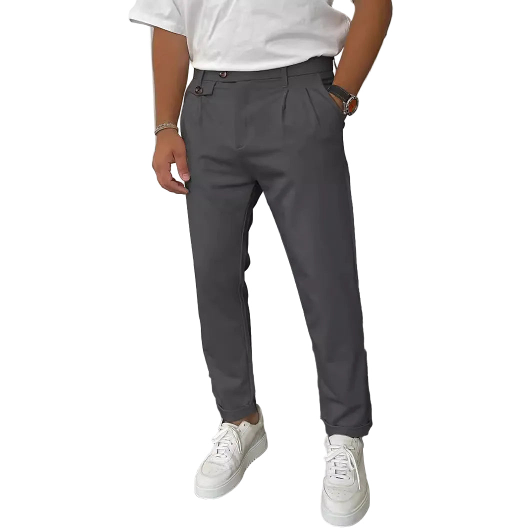 Men's Solid Color Casual Tappered Business Pants - cas7m