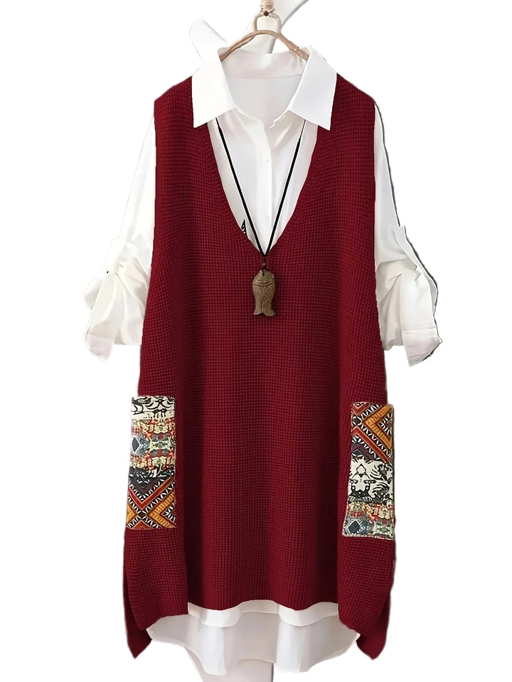 Women's Knitted Vest Loose V-neck - cas7m