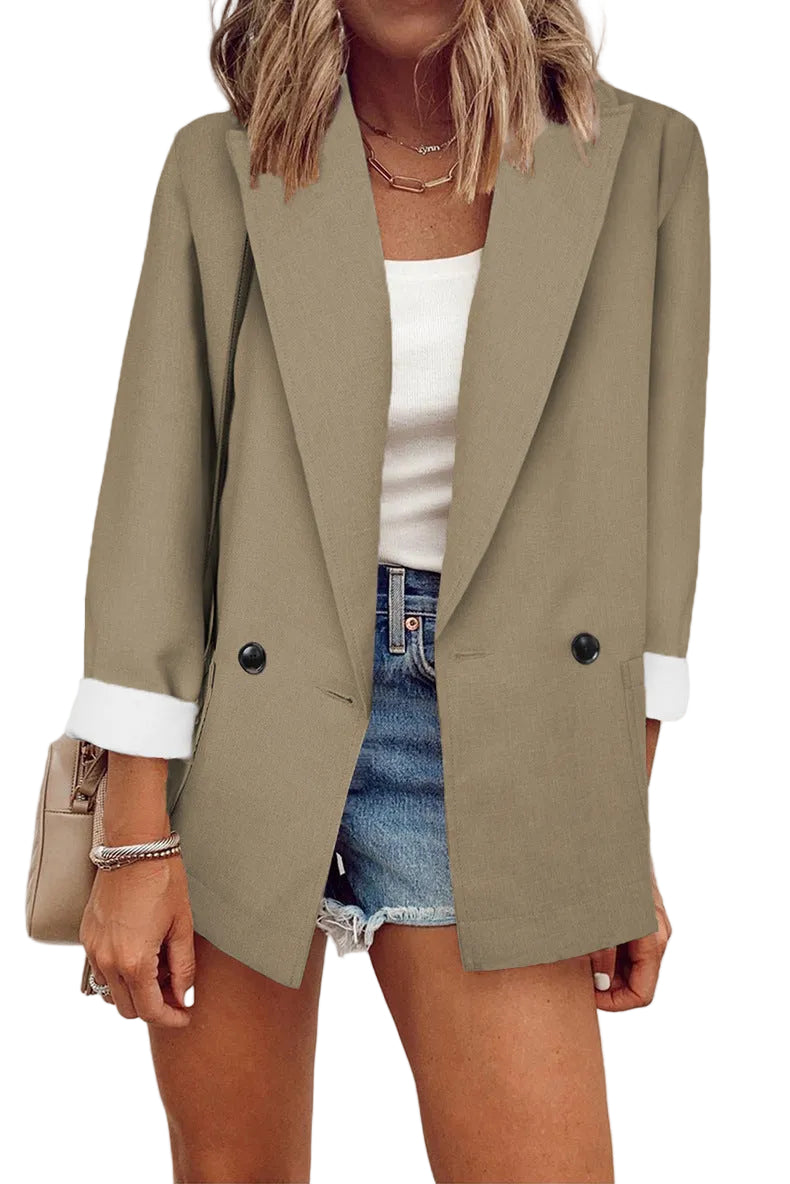 Elegant Women's Double-Breasted Blazer – Stylish, Comfy, Versatile - cas7m