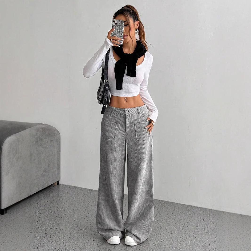 Corduroy Pants Women's Loose Fashion Casual Pants - cas7m