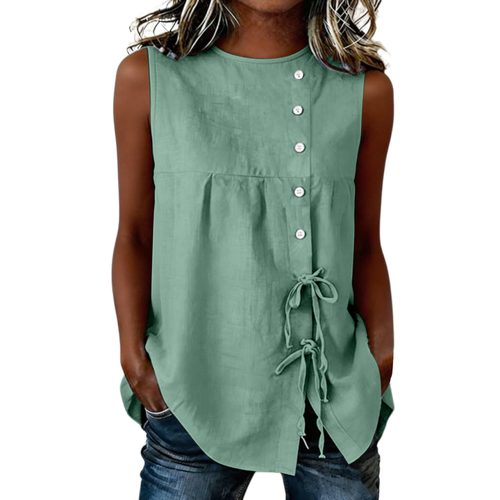 Loose-fit Sleeveless Shirt Blouse For Women - cas7m