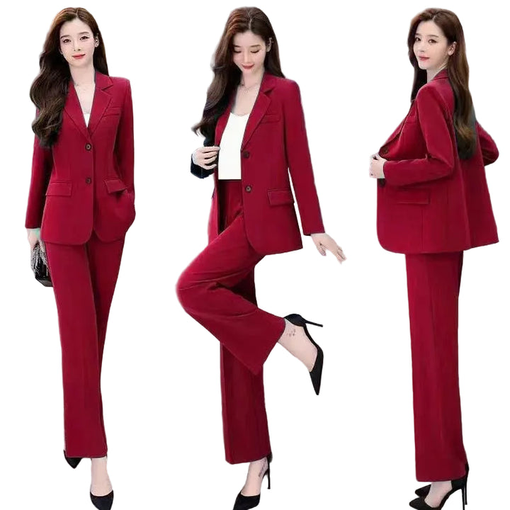 Women's Elegant Long Sleeve Two-Piece Set - 5 Vibrant Colors - cas7m