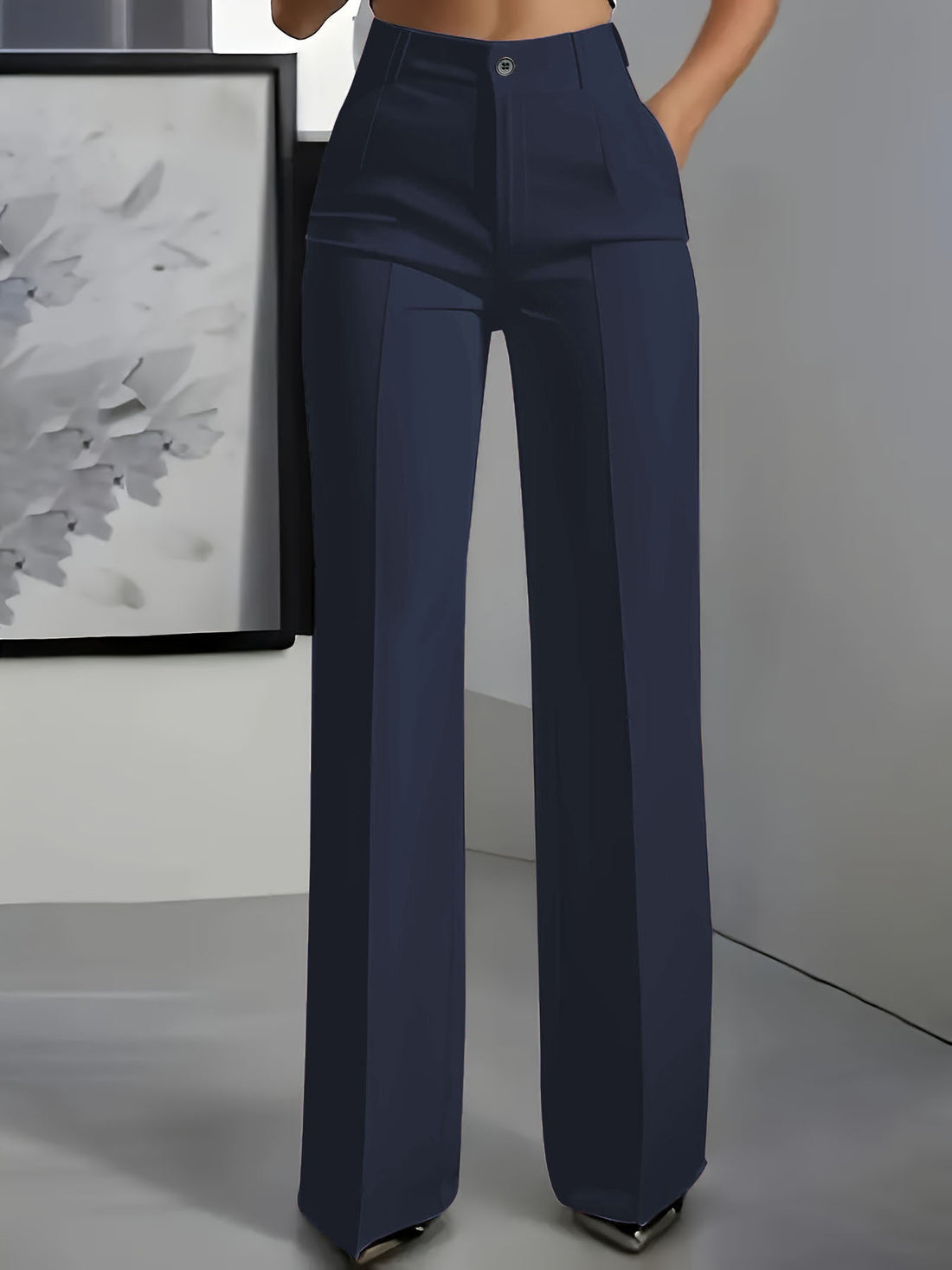 Women's White Minimalist Pants Made Of Polyester - cas7m
