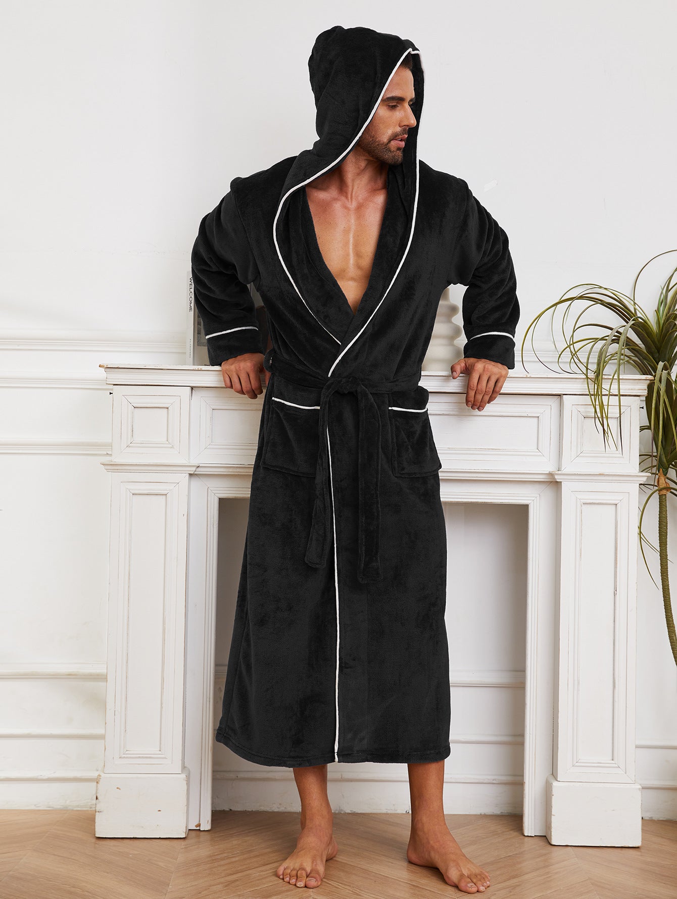 Fashion Men's Flannel Bathrobe Pajamas Women - cas7m