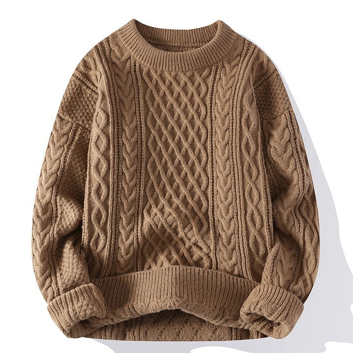 Autumn And Winter New Men's Twist Sweater Casual Round Neck Pullover Top - cas7m