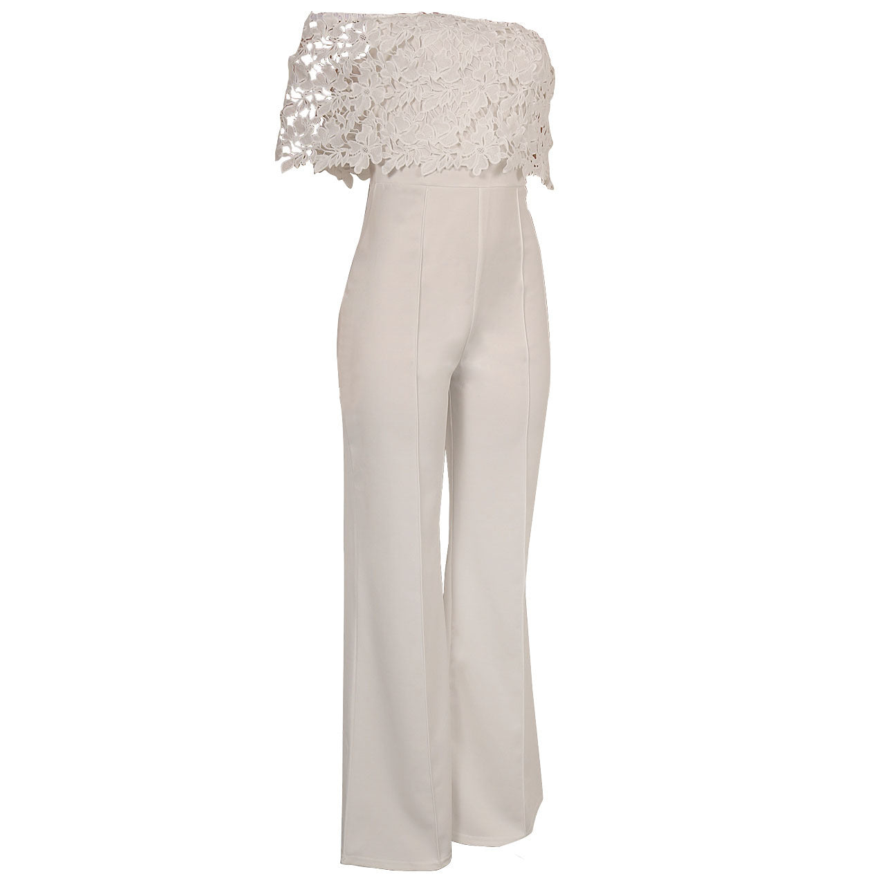 Sexy Tight One-neck Water-soluble Embroidered Jumpsuit - cas7m