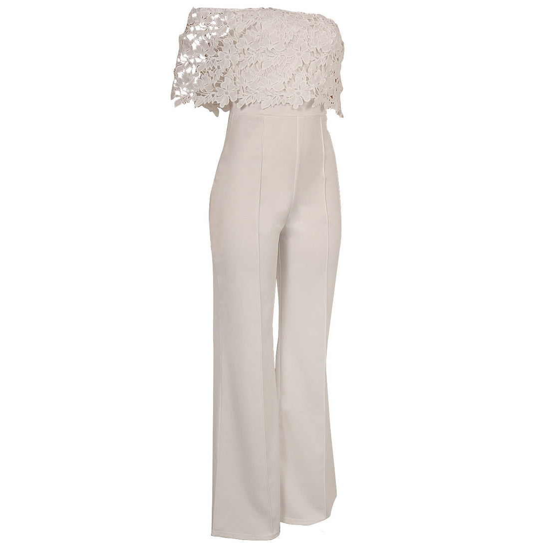 Sexy Tight One-neck Water-soluble Embroidered Jumpsuit - cas7m