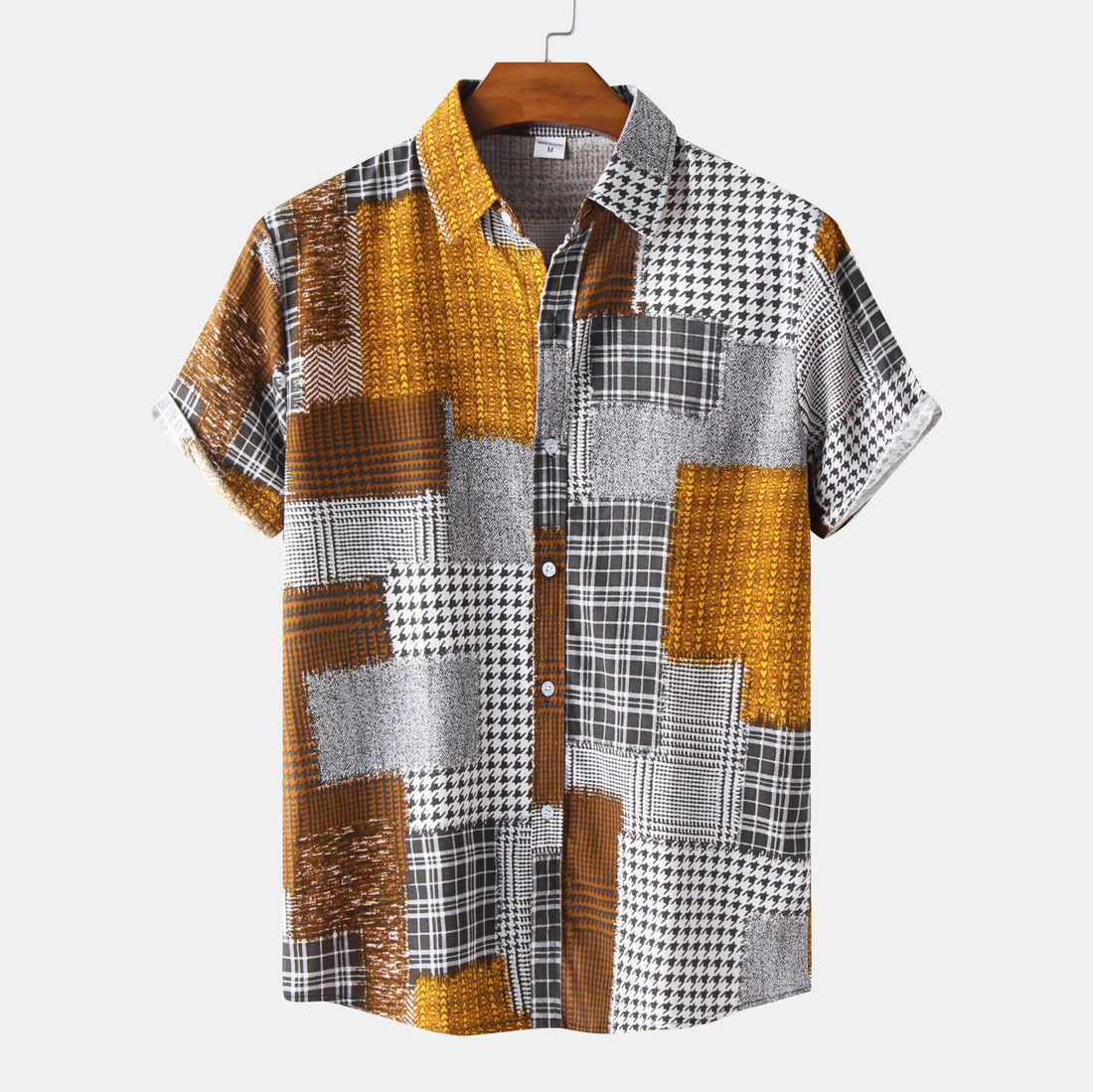Casual Men's Cotton And Linen Short Sleeve Shirt Hawaiian Short Sleeve Printed Shirt Men - cas7m
