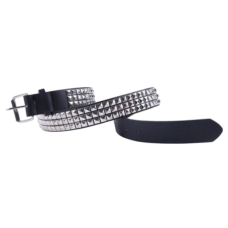 Hollow Rivet Belt PU Waistband Temperament Men And Women - cas7m