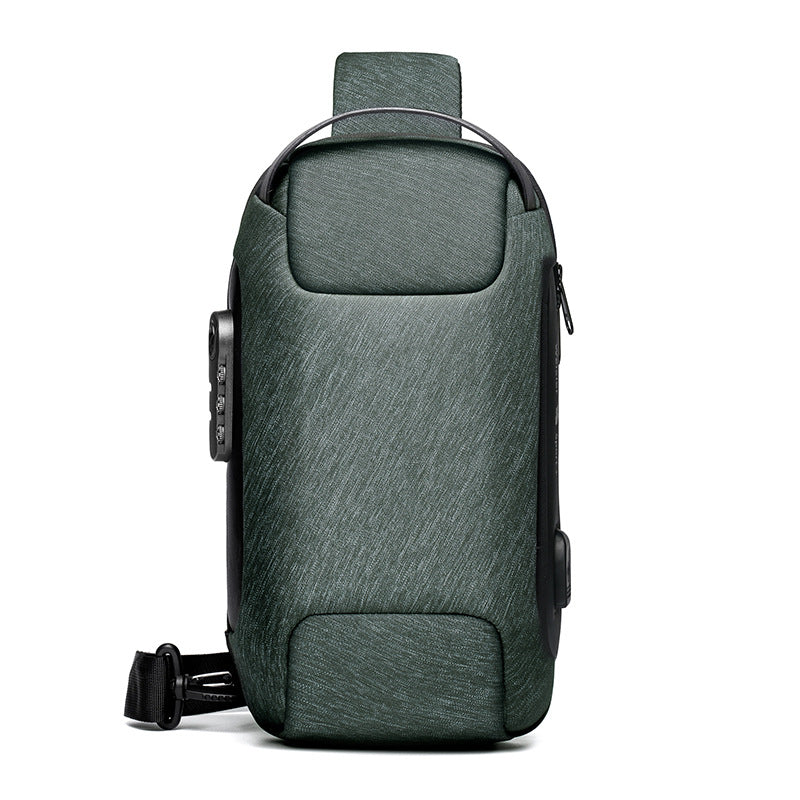 Waterproof USB Anti-theft Bag Men Oxford Crossbody Shoulder Bag Sling Multifunction Short Travel Messenger Chest Pack - cas7m