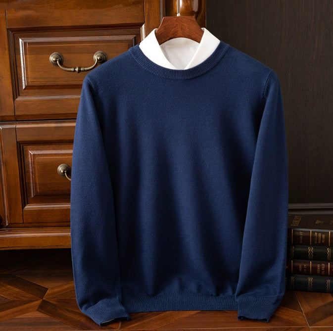 Round Neck Pullover Bottoming Shirt Casual Business Loose Long Sleeve Sweater - cas7m