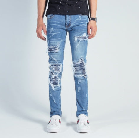 Men's Slim European Style Denim Trousers - cas7m