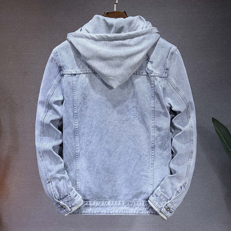 Men's Jacket Detachable Hooded Denim Jacket Men - cas7m