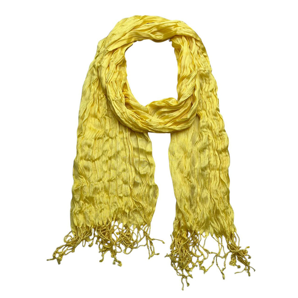 2pcs Sunshine Yellow Crinkle Blend Scarf,Beach Vacation Essential,vacation,daily Life,evening Party,Office Appropriate Subtlety For Women Men - cas7m