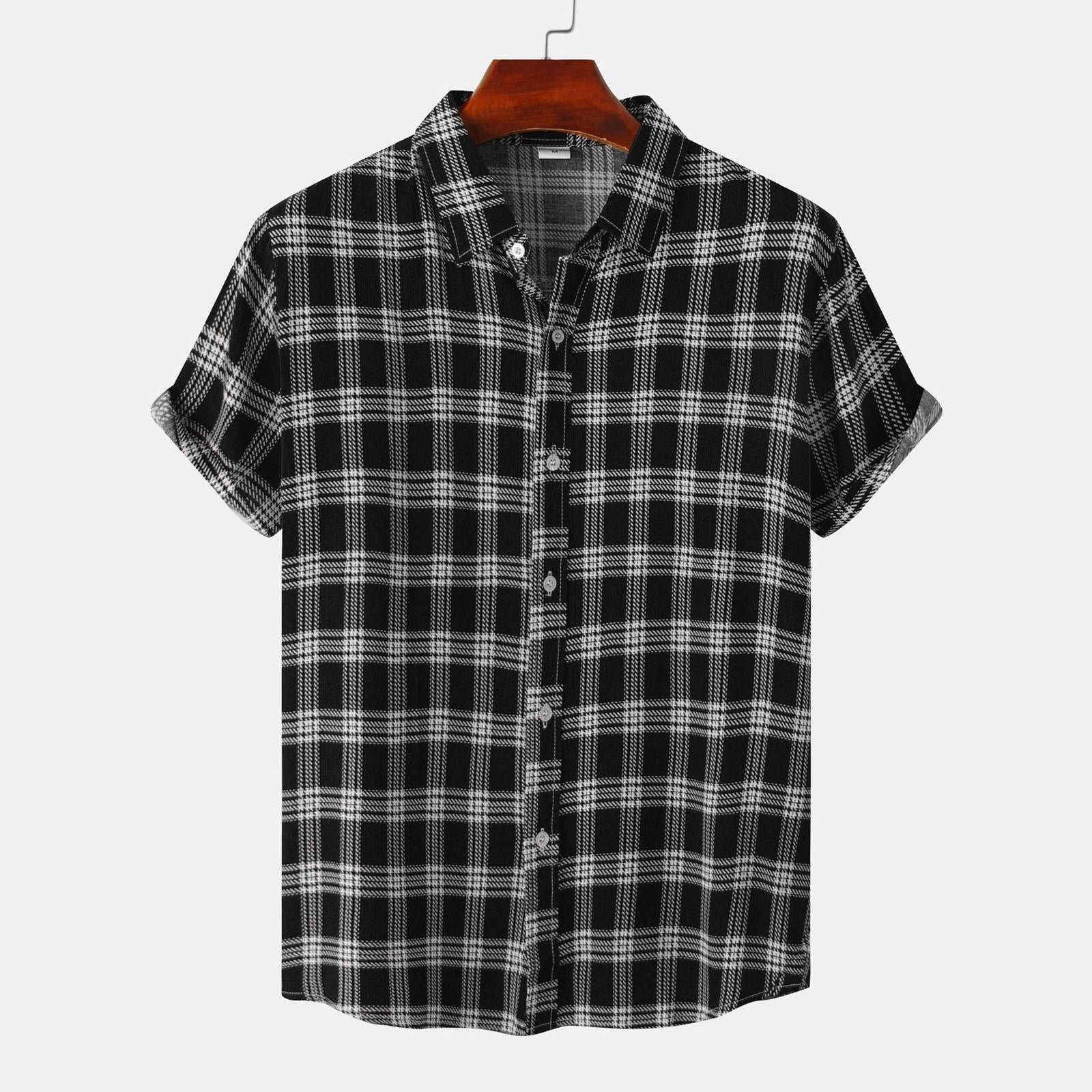 Casual Men's Cotton And Linen Short Sleeve Shirt Hawaiian Short Sleeve Printed Shirt Men - cas7m