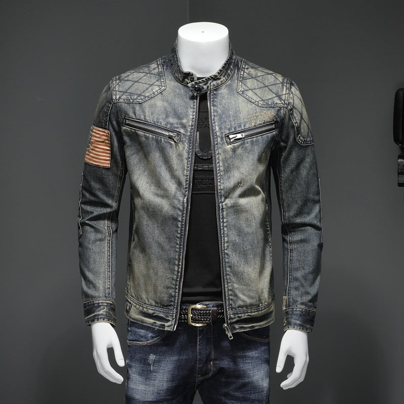 Men's Personalized Patch Denim Jacket - cas7m