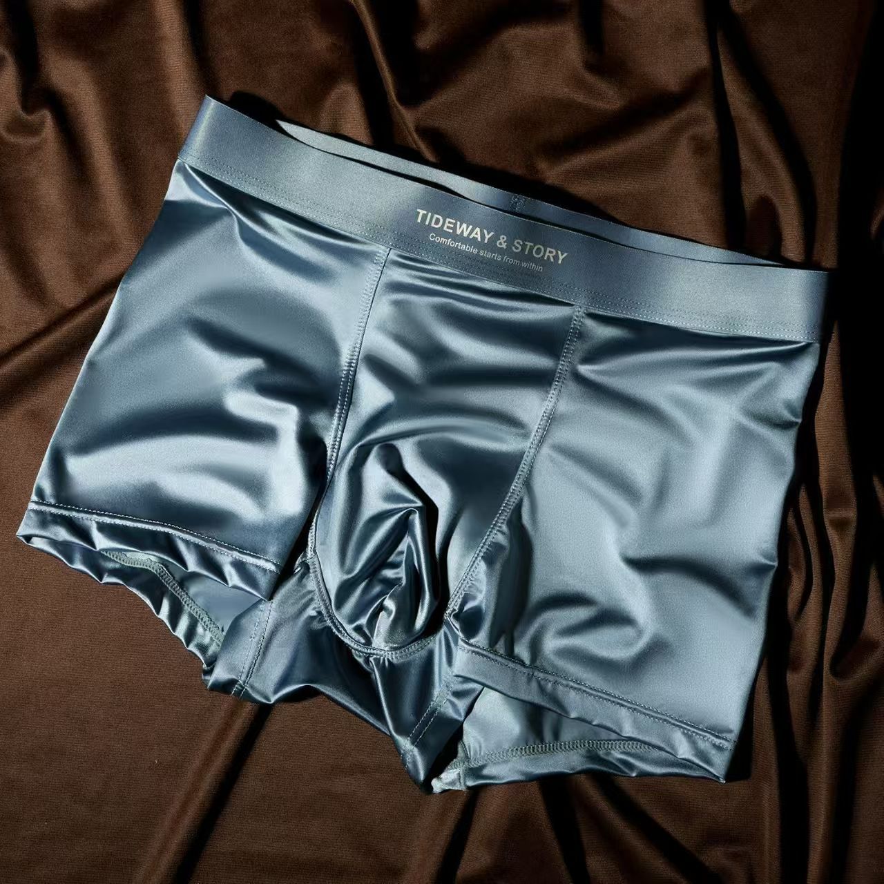 Ice Silk Mens Underwear Light Luxury Satin Boxers - cas7m