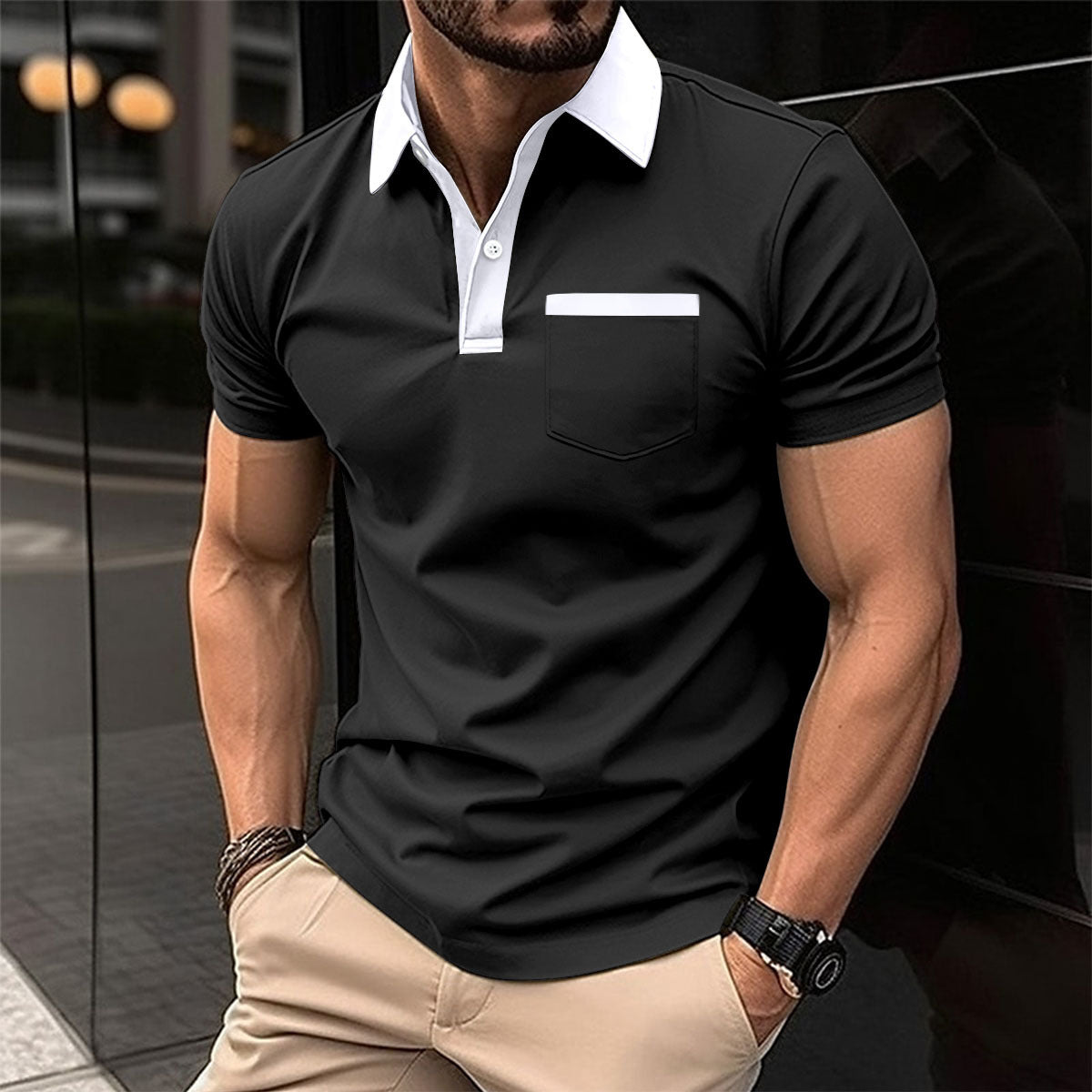 Slim Chest Pocket Short Sleeve Men - cas7m