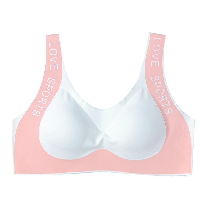 Letter Wide Shoulder Strap Small Chest Gathering Bras Breathable - cas7m