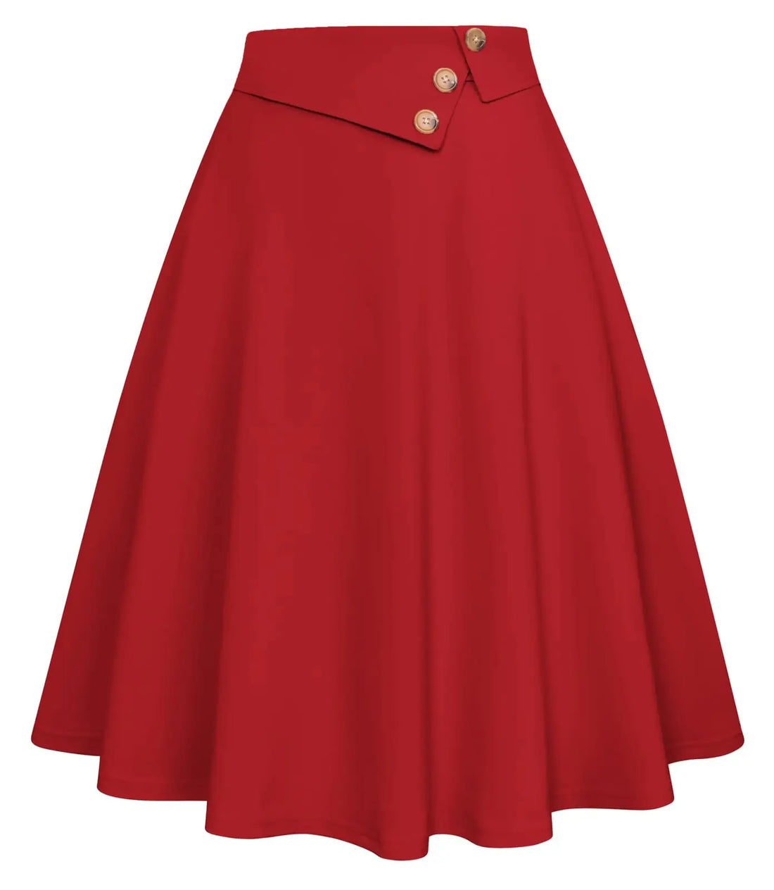 Red skirt with button details on a white background