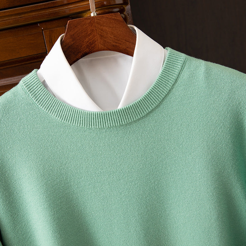Round Neck Pullover Bottoming Shirt Casual Business Loose Long Sleeve Sweater - cas7m
