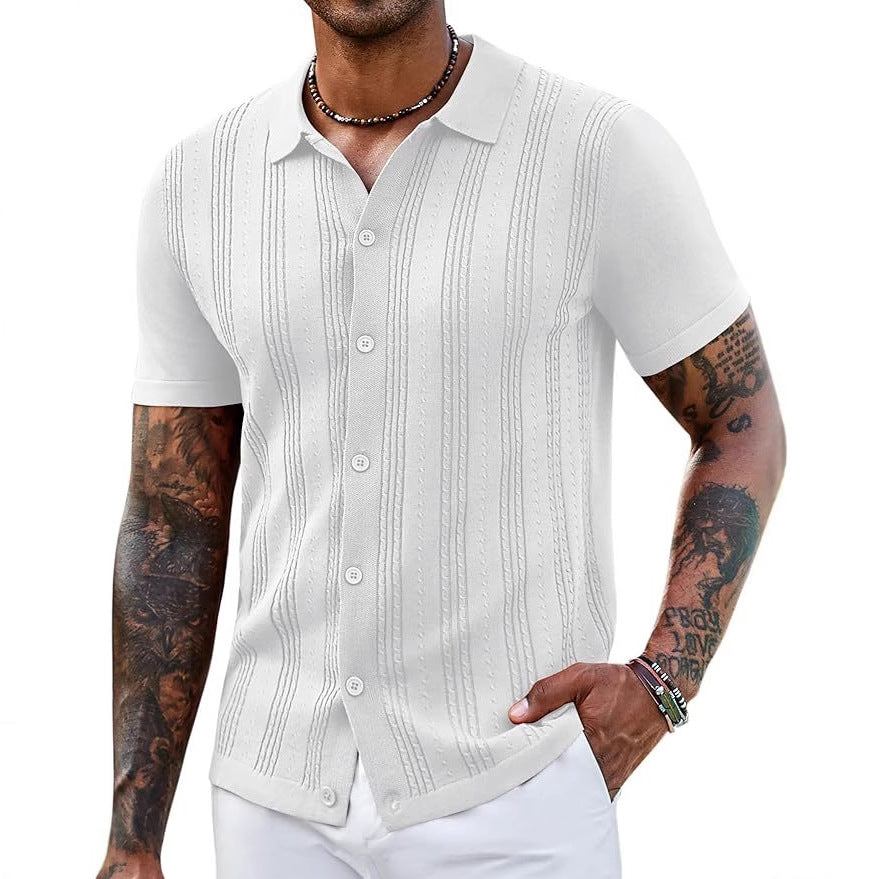 Fashionable Striped Hollow-Out Knitted Sweater For Men - cas7m