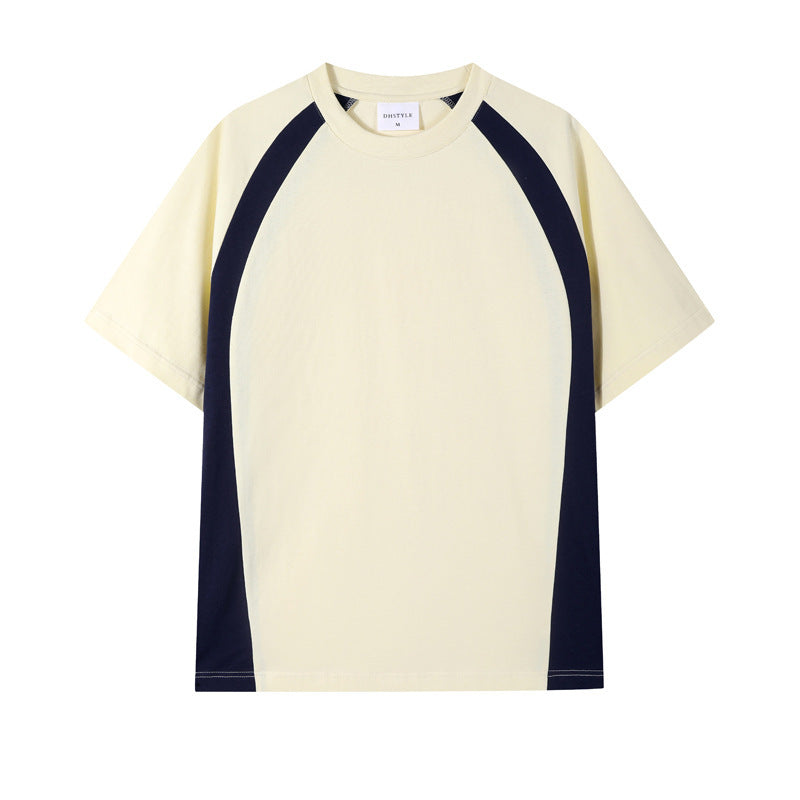 Combed Cotton Double Yarn Drop Shoulder Short Sleeve Matching Couple T-shirt - cas7m