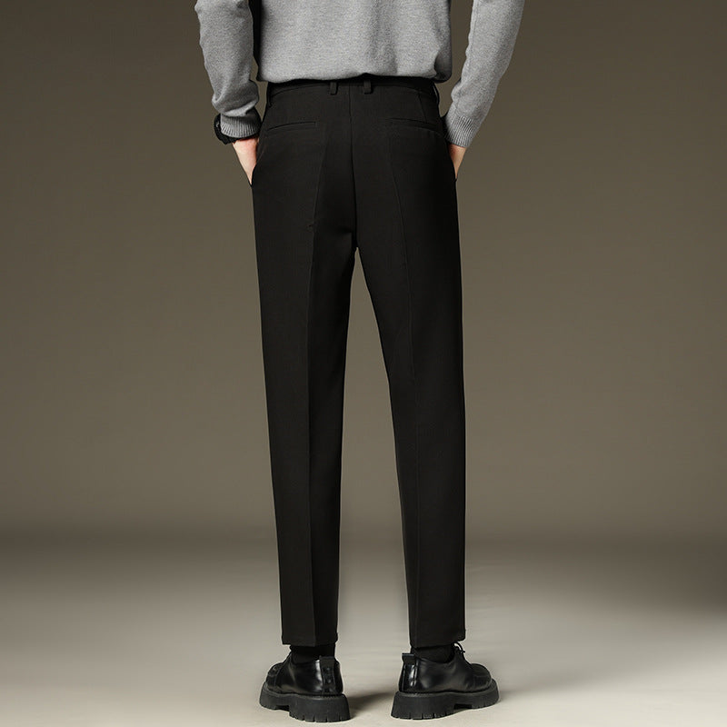 Men's Straight Fluffy Fleece Padded Suit Pants - cas7m