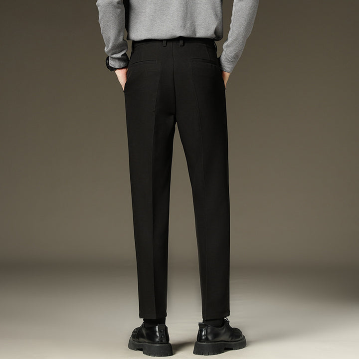 Men's Straight Fluffy Fleece Padded Suit Pants - cas7m