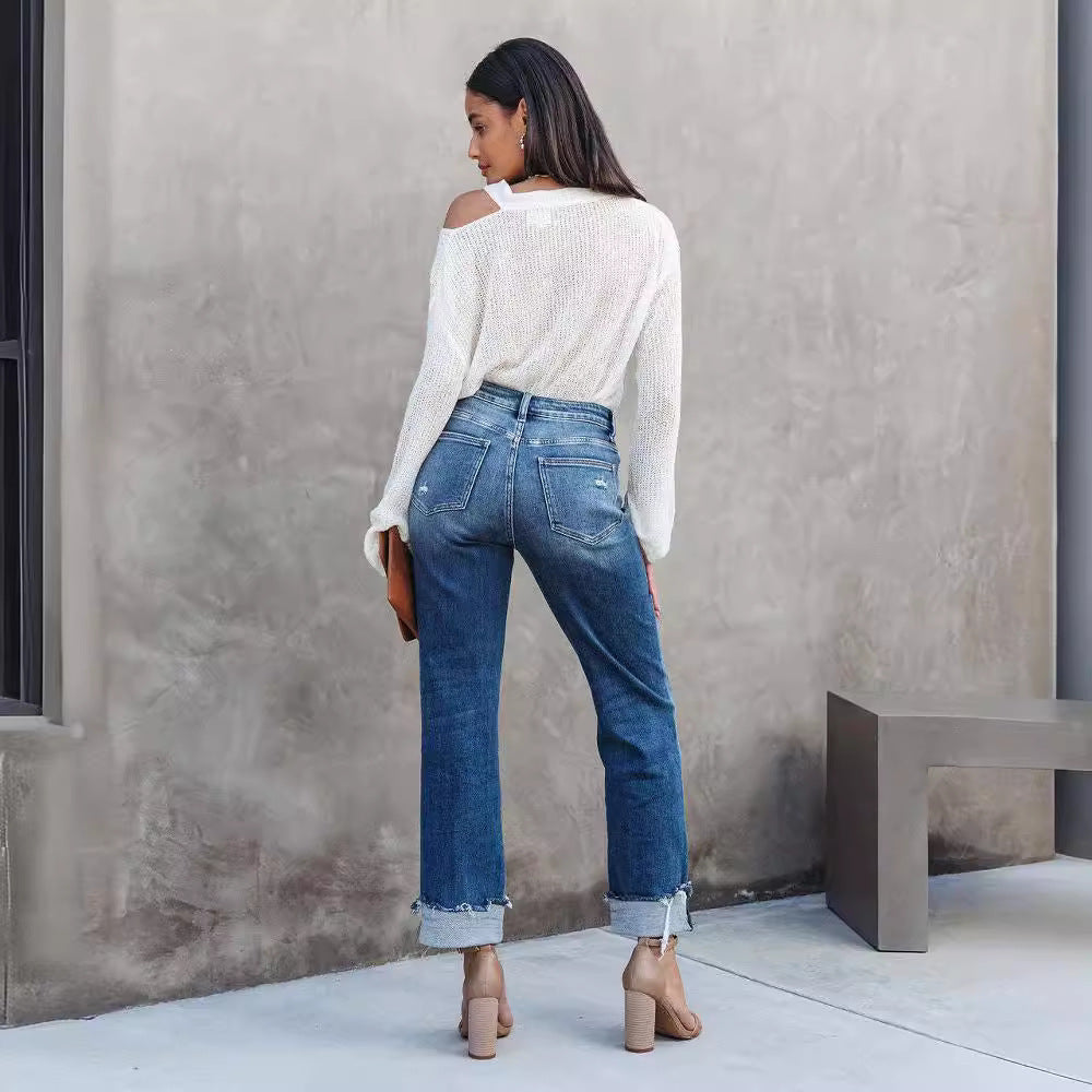 Women's Fashion Individual Casual Loose Jeans - cas7m