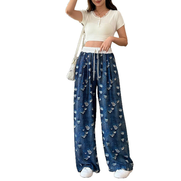 Casual Ladies Drapey Floor-Length Straight Pants - cas7m