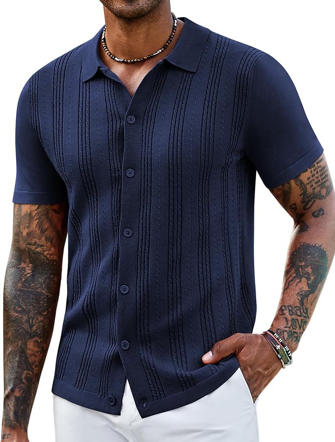 Fashionable Striped Hollow-Out Knitted Sweater For Men - cas7m