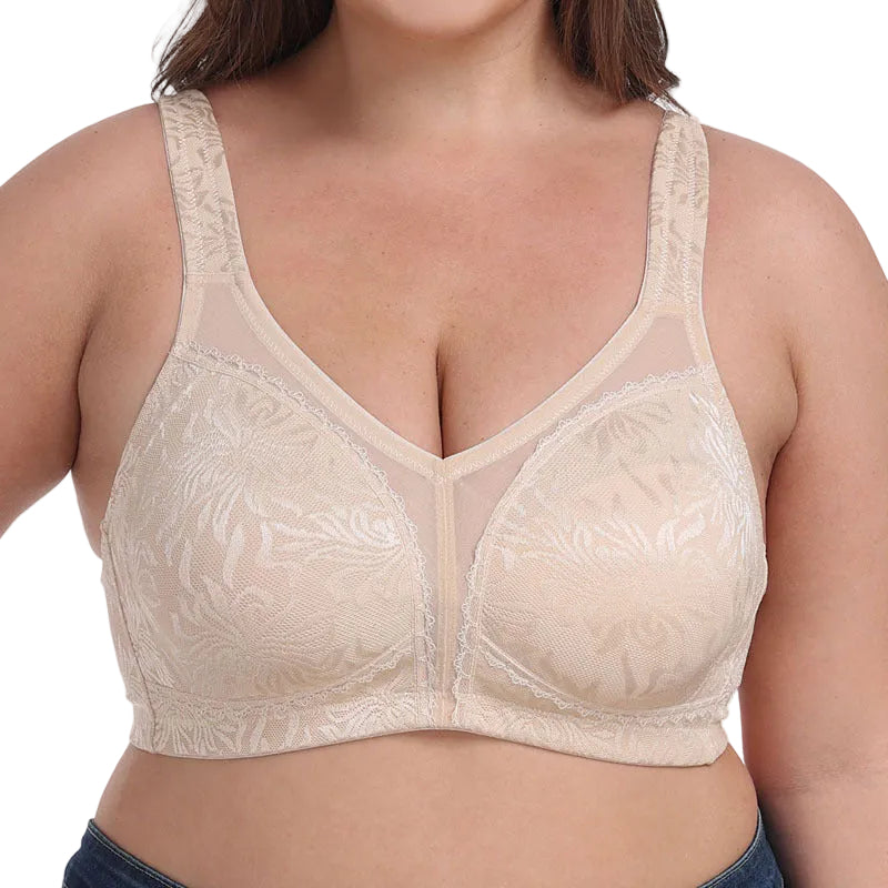 Embroidered Full-Cup Plus-Size Ultra-Thin Wireless Bra For Women - cas7m