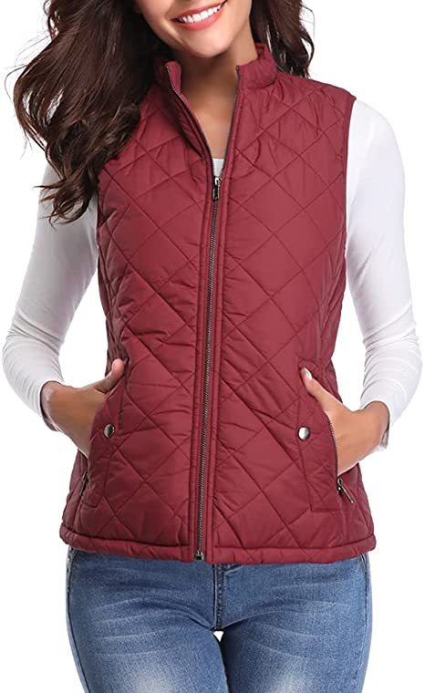 Women's Cotton Vest Stand Collar Zipper Pocket Warm - cas7m