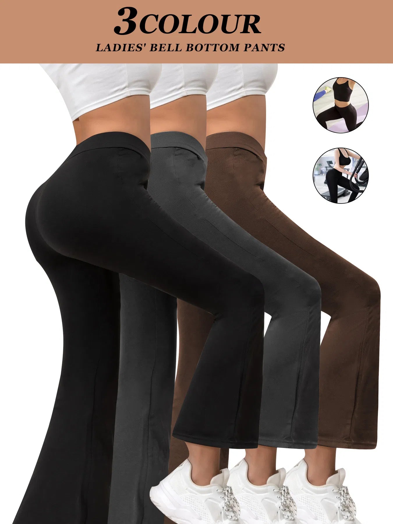 3pcs Butt-Lifting Flare Yoga Pants High Waist, Ultra Stretch, Naked Feel Leggings For Women - cas7m