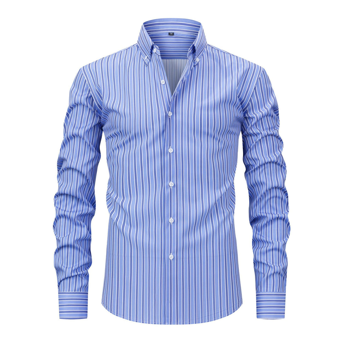 Men's Digital Printed Striped Long-sleeved Lapel Shirt - cas7m