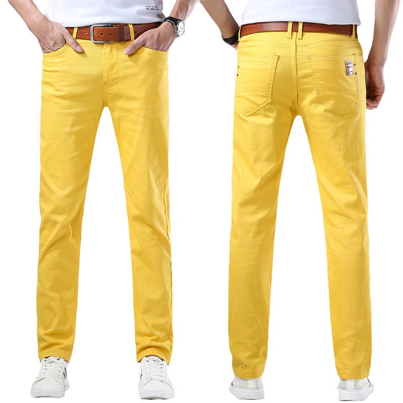 Casual Men's Slim Straight Stretch Colored Trousers - cas7m
