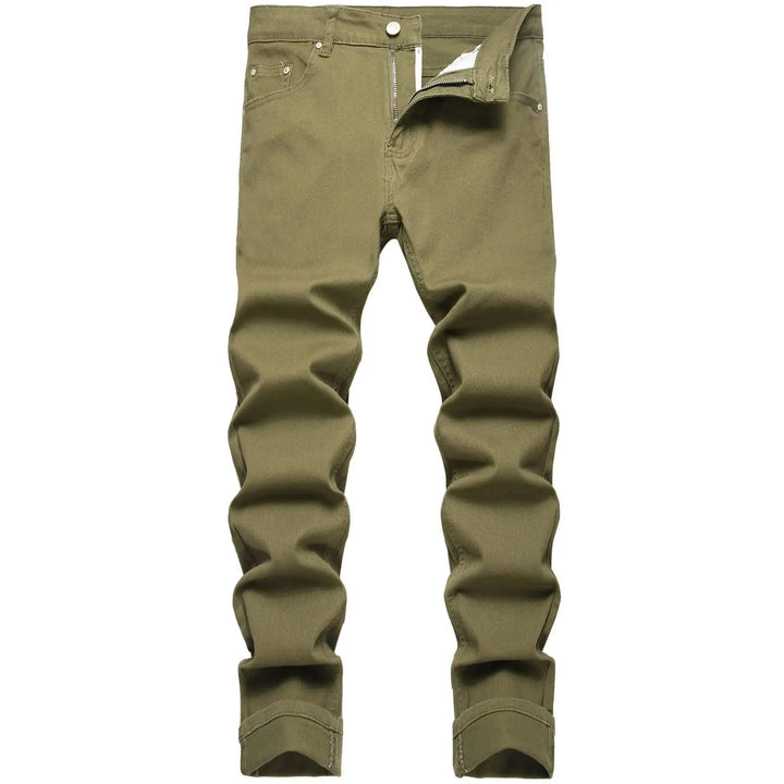 Green jeans on a white background